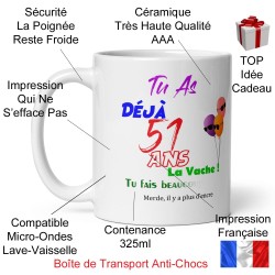 Mug et tasse anniversaire 51 ans idée cadeau pas chère