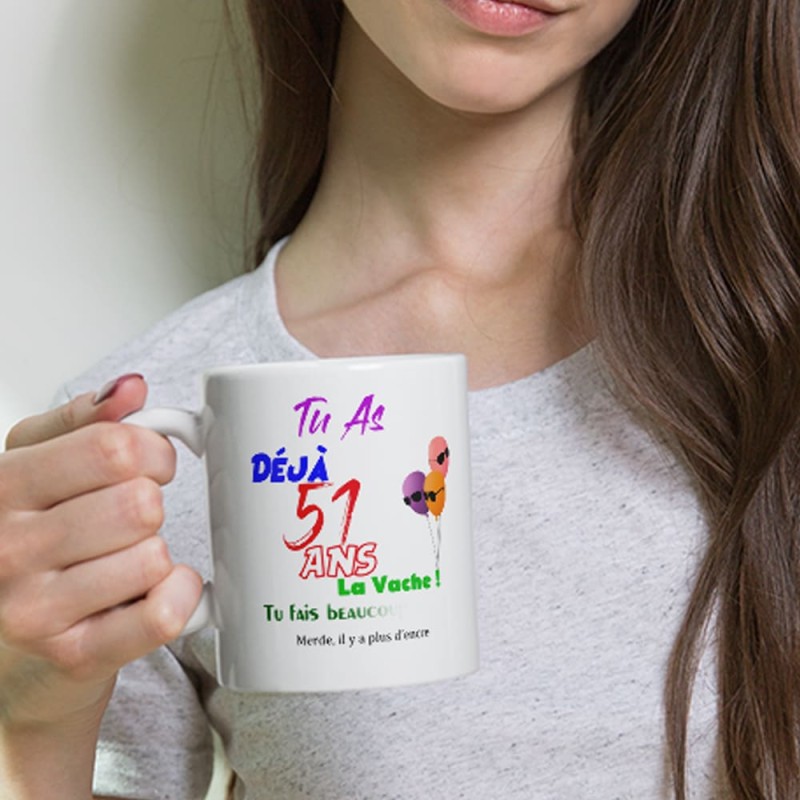 Mug et tasse anniversaire 51 ans idée cadeau pas chère