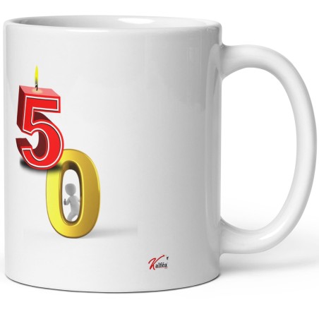 Tasse 50 ans drôle anniversaire visuel bougie