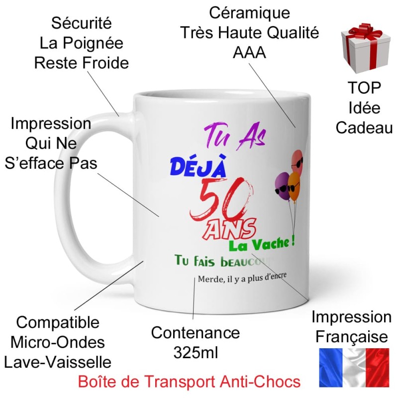 Tasse 50 ans drôle anniversaire visuel bougie