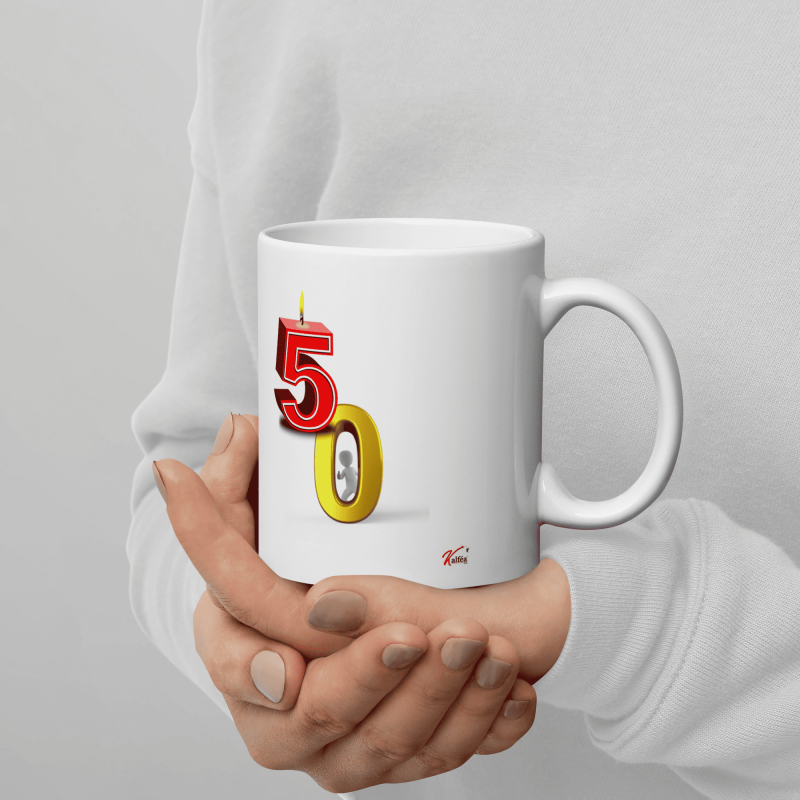 Tasse 50 ans drôle anniversaire visuel bougie