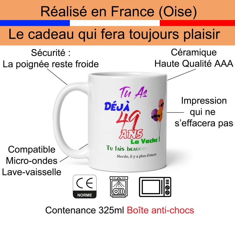 Mug 49 ans drôle cadeau pas cher tasse anniversaire