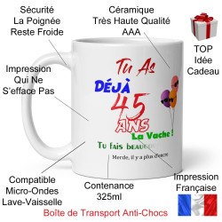 Mug 45 ans drôle tasse idée cadeau pas chère