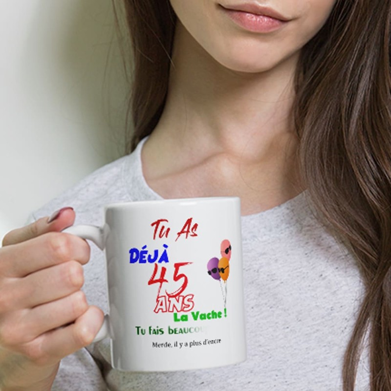 Mug 45 ans drôle tasse idée cadeau pas chère