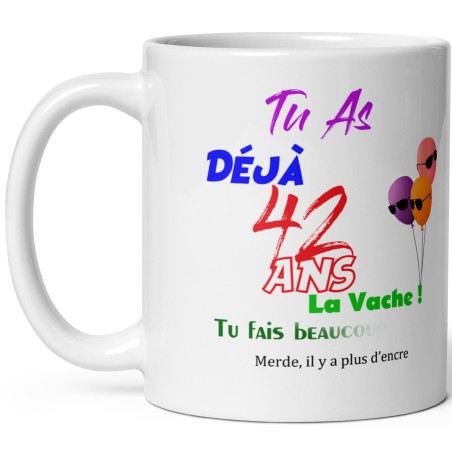 Mug anniversaire 42 ans effacé