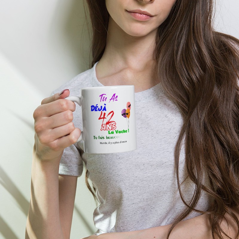 Mug anniversaire 42 ans Kalféa idée cadeau pas chère