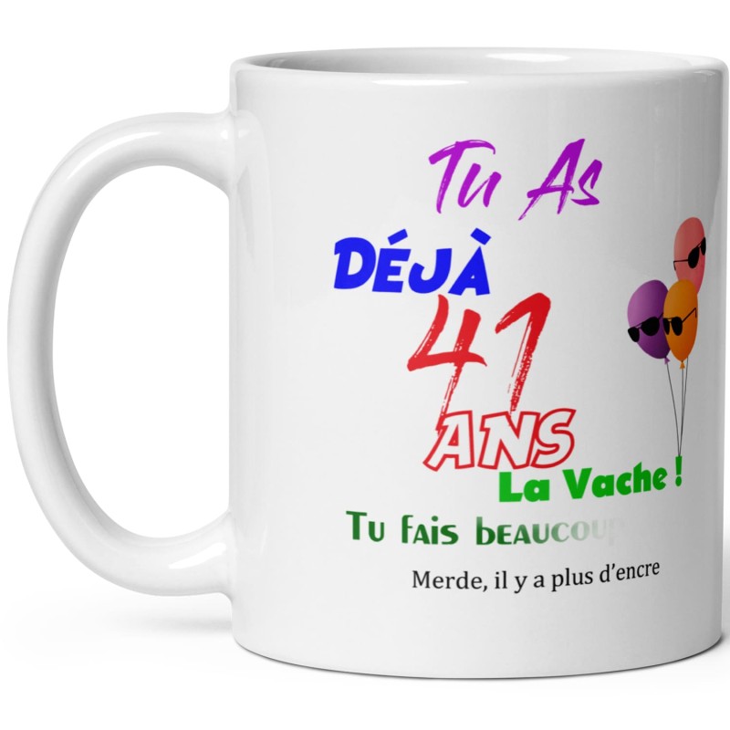 Mug anniversaire 41 ans effacé