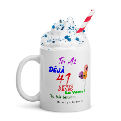 Mug anniversaire 41 ans Kalféa bougie visuelle