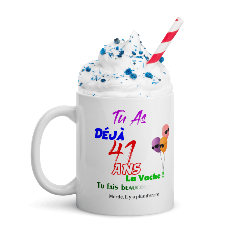 Mug anniversaire 41 ans Kalféa bougie visuelle
