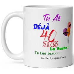 Mug anniversaire 40 ans effacé
