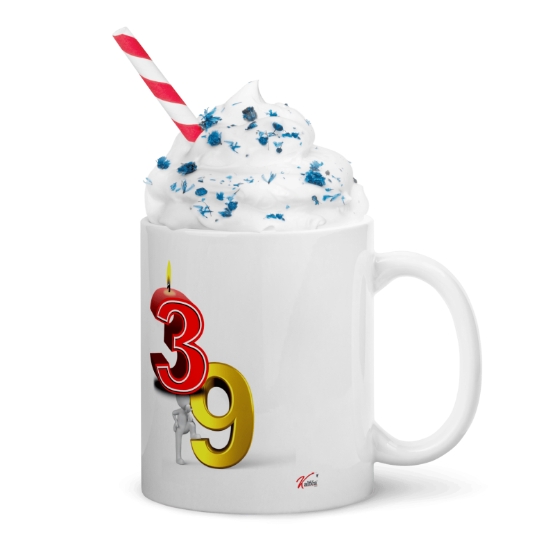 Tasse anniversaire 39 ans humour bougie visuelle