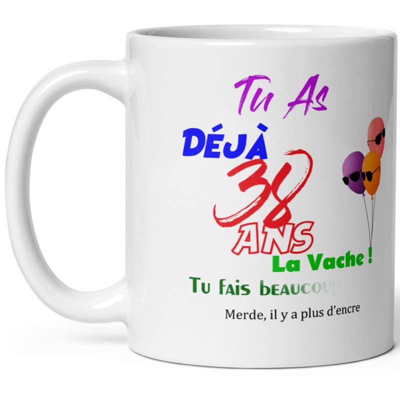 Mug anniversaire 38 ans effacé