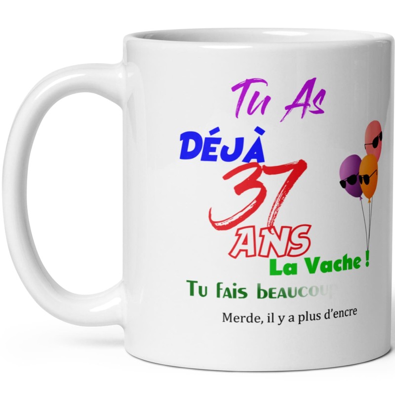 Mug anniversaire 37 ans effacé