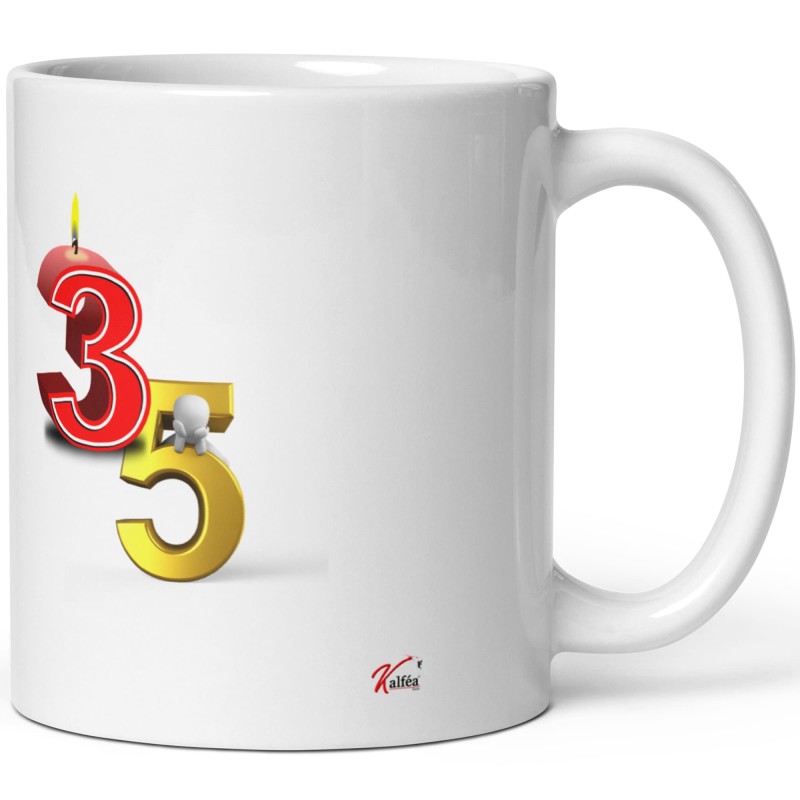 Mug anniversaire 35 ans drôle bougie visuelle