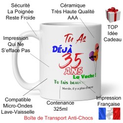 Mug anniversaire 35 ans drôle bougie visuelle