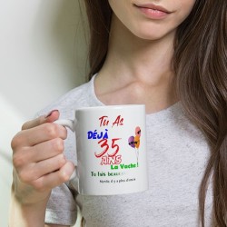 Mug anniversaire 35 ans drôle bougie visuelle