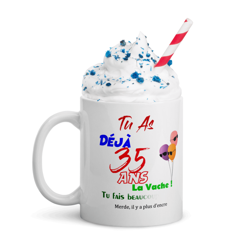 Mug anniversaire 35 ans drôle bougie visuelle