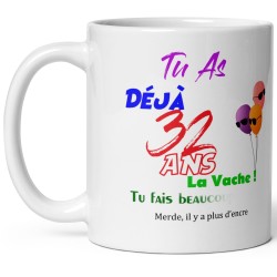 Mug anniversaire 32 ans effacé