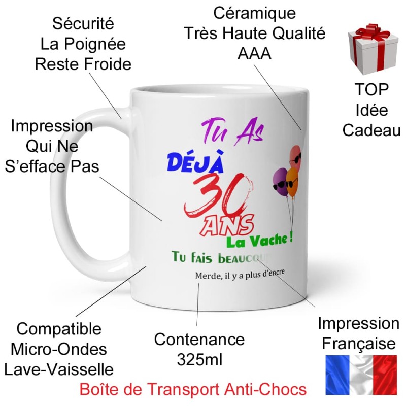 Mug anniversaire 30 ans Kalféa tasse marrante