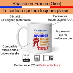 Mug divorce humoristique tasse fête approuvée