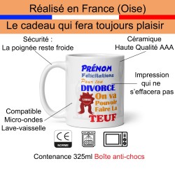 Tasse divorce personnalisée avec prénom mug de fête