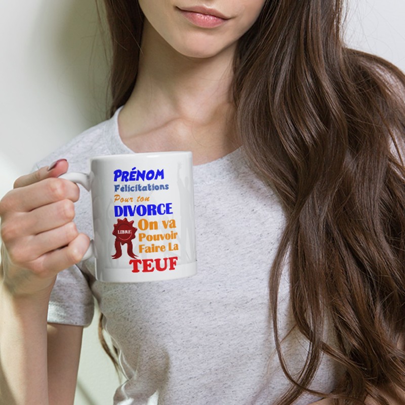 Tasse divorce personnalisée avec prénom mug de fête