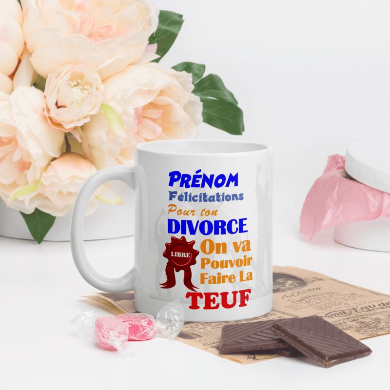 Tasse divorce personnalisée avec prénom mug de fête