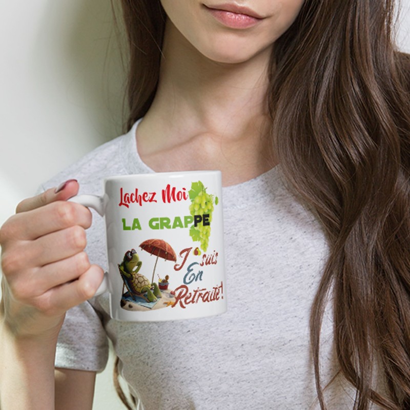 Mug retraite drôle avec tortue et tongs achat en ligne