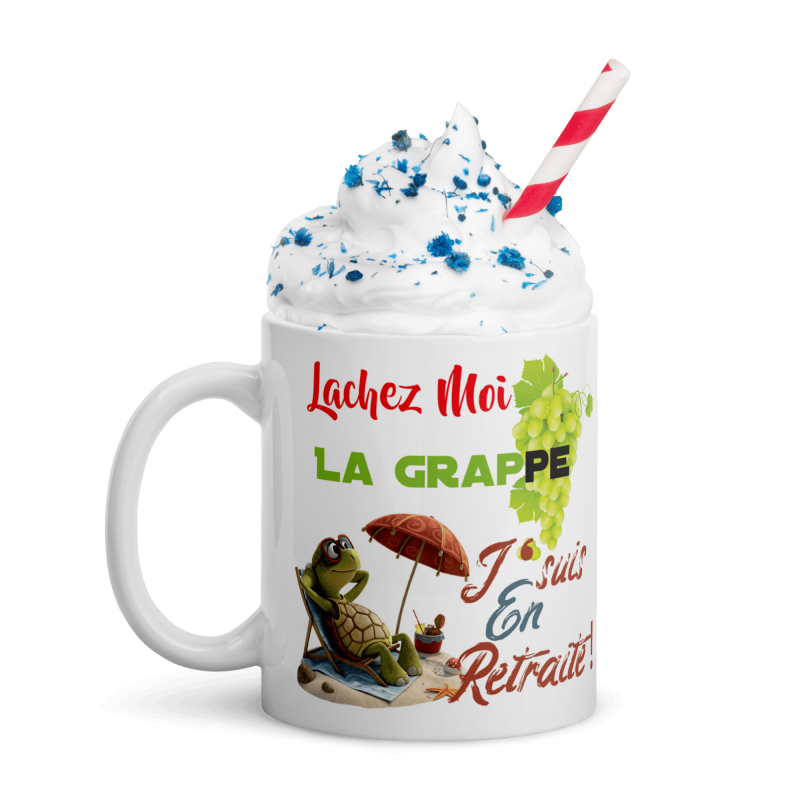 Mug retraite drôle avec tortue et tongs achat en ligne