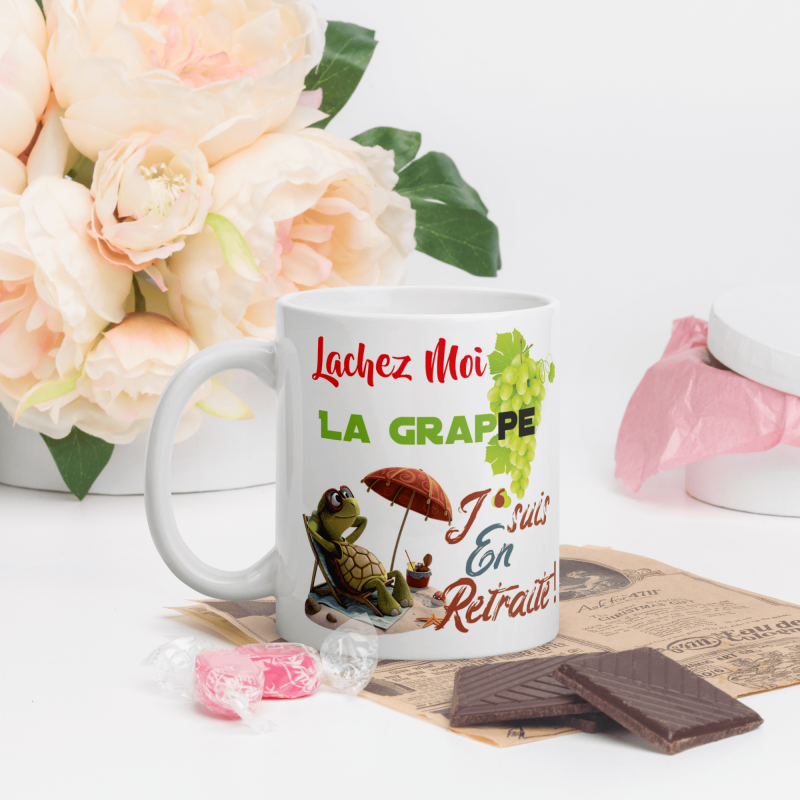 Mug retraite drôle avec tortue et tongs achat en ligne