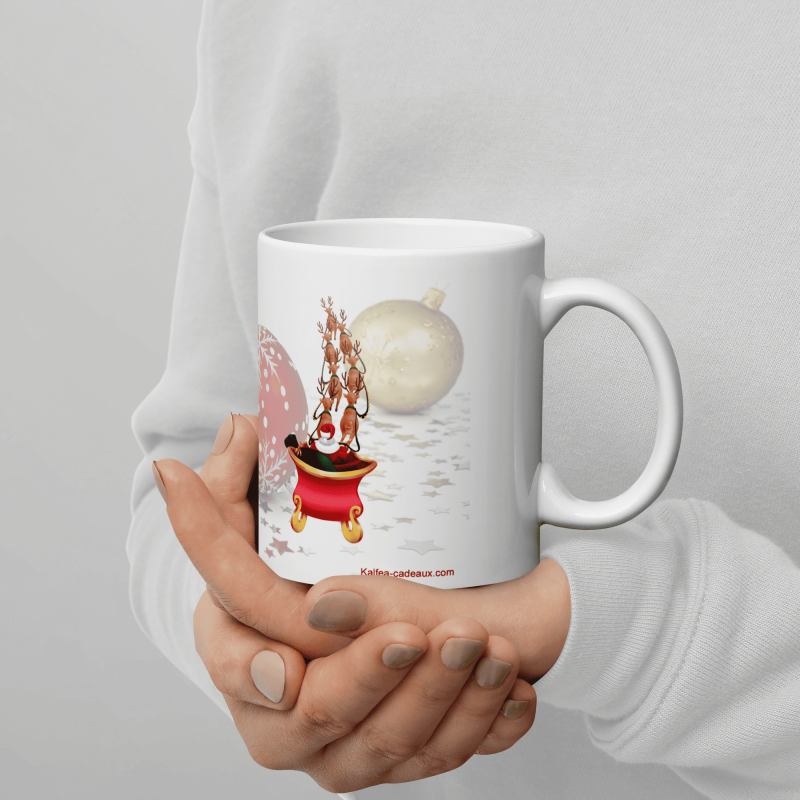Mug Noël personnalisable prénom père Noël doigt d'honneur