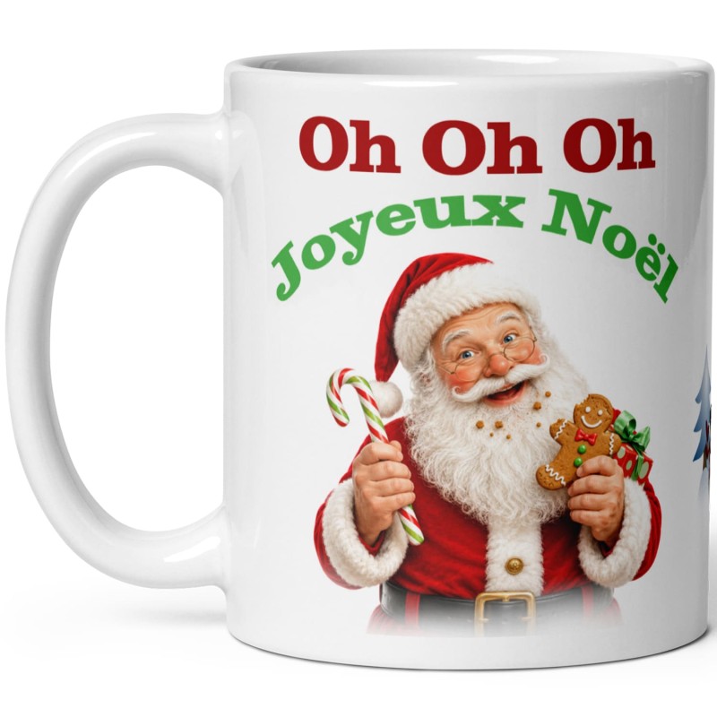 Mug joyeux Noël à offrir avec pere Noël biscuit et sucre d'orge