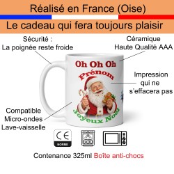 Mug Noël personnalisé prénom père Noël gourmand