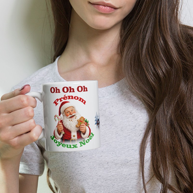 Mug Noël personnalisé prénom père Noël gourmand