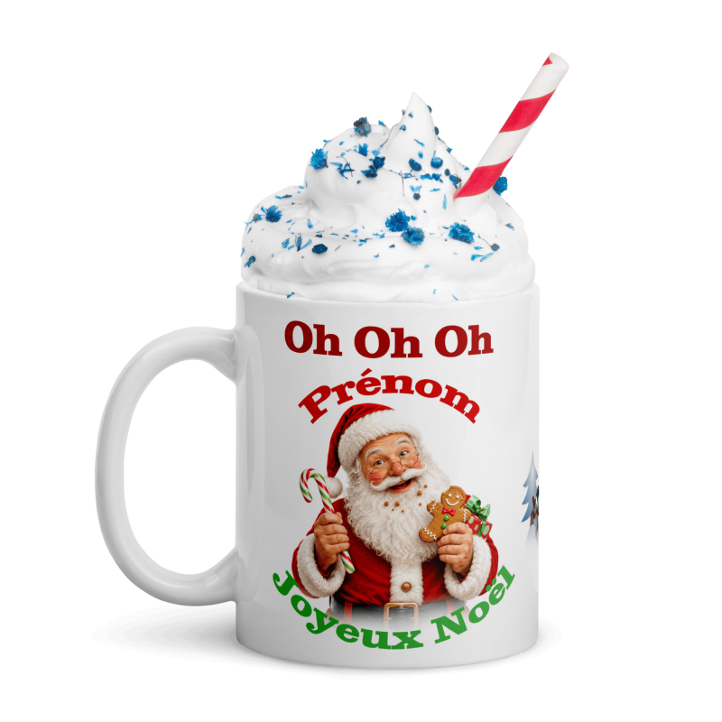 Mug Noël personnalisé prénom père Noël gourmand