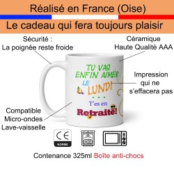 Tasse retraite lundi heureux mug cadeau à offrir