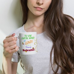 Tasse retraite lundi heureux mug cadeau à offrir