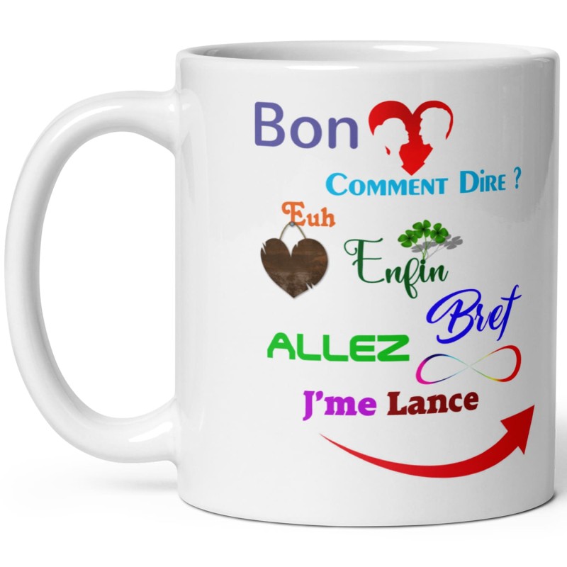 Mug pour homme ou femme timide qui a du mal à dire Je t'Aime