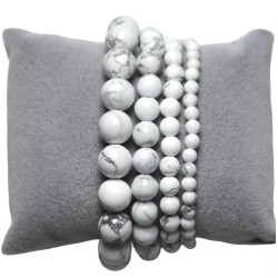 Bracelet howlite blanche en pierre naturelle | Kalféa