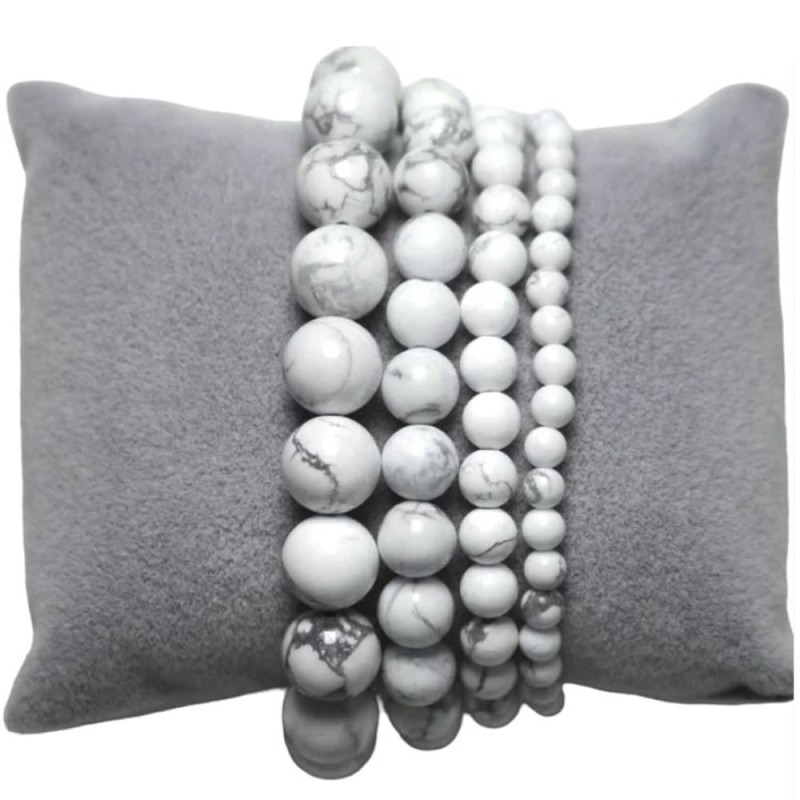 Bracelet howlite blanche en pierre naturelle | Kalféa