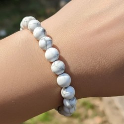 Bracelet howlite blanche en pierre naturelle | Kalféa