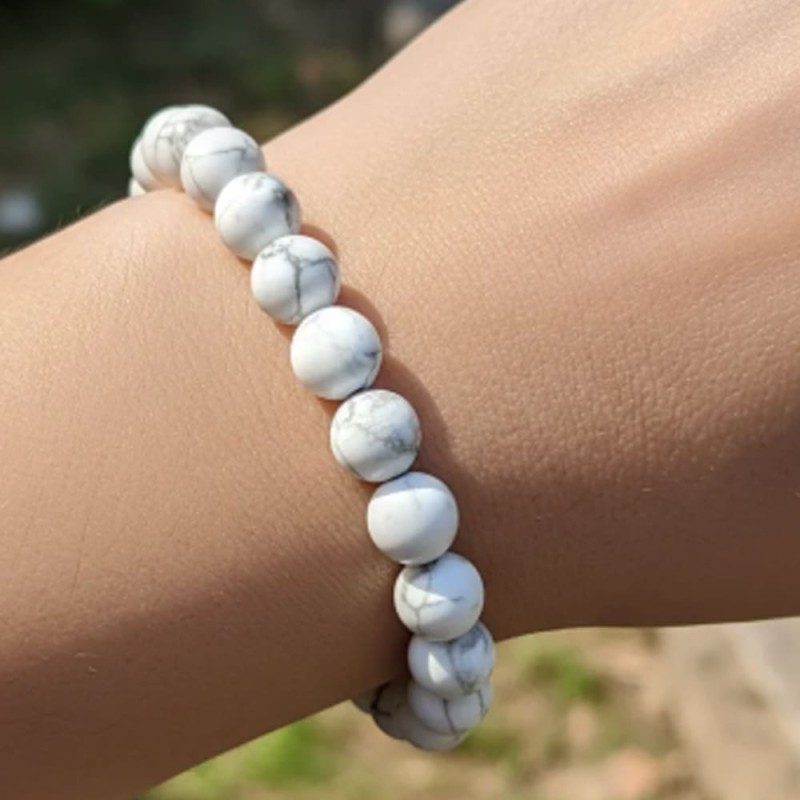 Bracelet howlite blanche en pierre naturelle | Kalféa