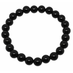Bracelet en perles rondes d'onyx noir brillant