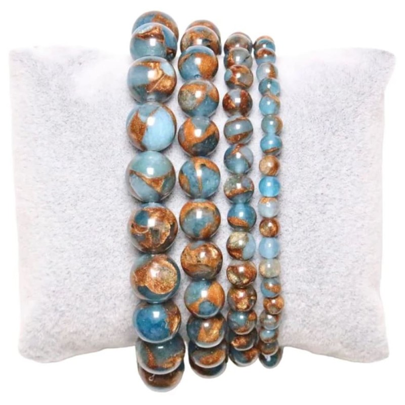 Acheter un bracelet jaspe bleu clair doré en ligne | Kalféa