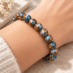 Acheter un bracelet jaspe bleu clair doré en ligne | Kalféa