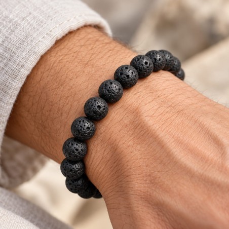 Bracelet pierre de lave, à parfumer d'huiles essentielles