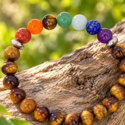 Bracelet 7 chakras œil de tigre à commander en ligne