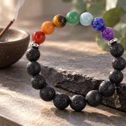 Bracelet 7 chakras pierre de lave diffuseur à acheter