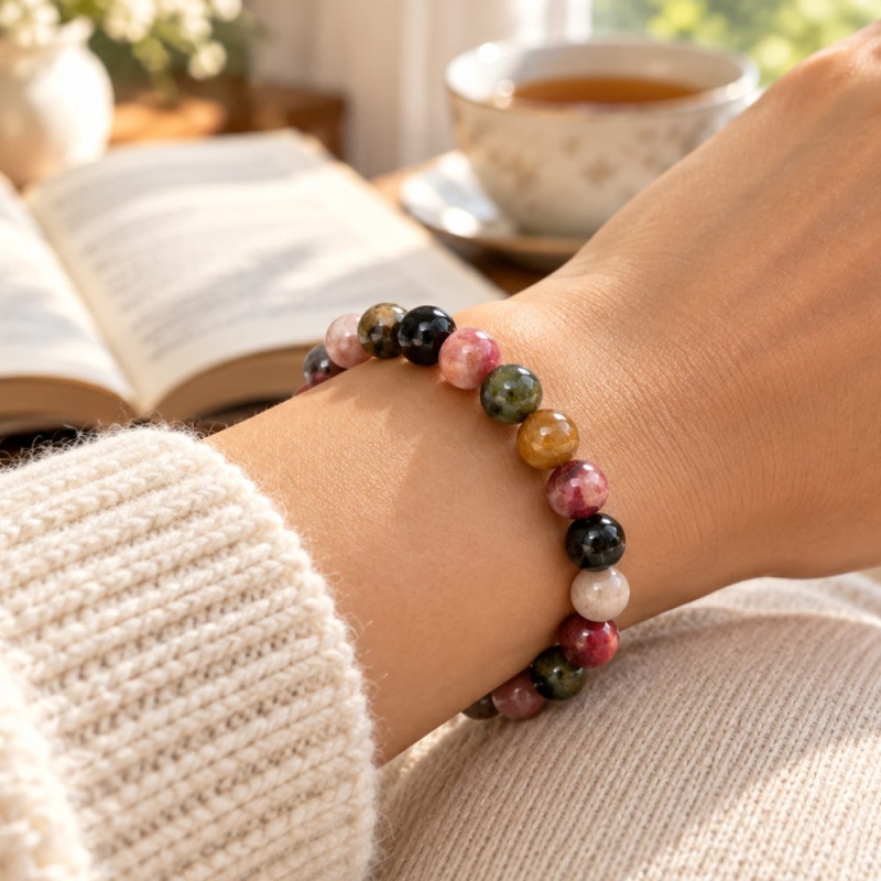 Achetez votre bracelet tourmaline multicolore qualité AA