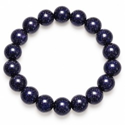 Bracelet en perles de pierre de soleil bleue nuit parsemées de paillettes scintillantes